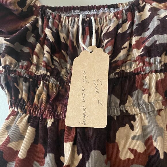 Handmade Children's 100% Cotton Corduroy Brown Tan Multicolour Dress - Picture 4 of 15